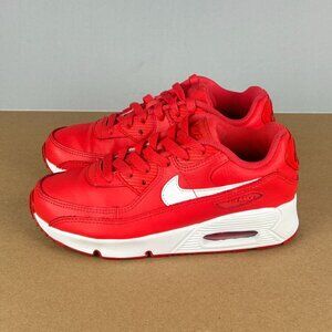Nike Air Max 90 LTR Athletic Sneakers Shoes Youth 2Y Red White Low Top Lace Up